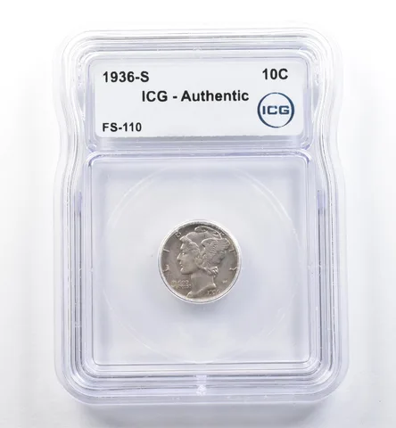 1936-S Mercury Dime FS-110 Authentic ICG *5989