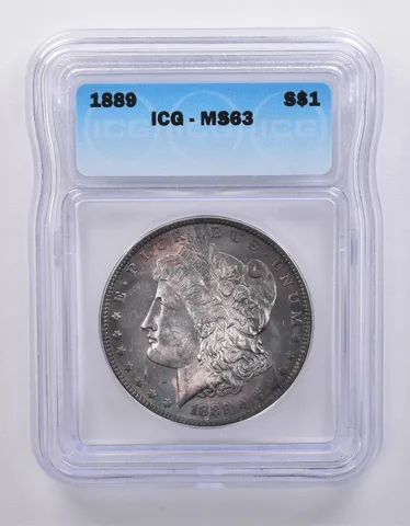 1889 Morgan Silver Dollar MS63 ICG Beautiful Blue Tone *7140