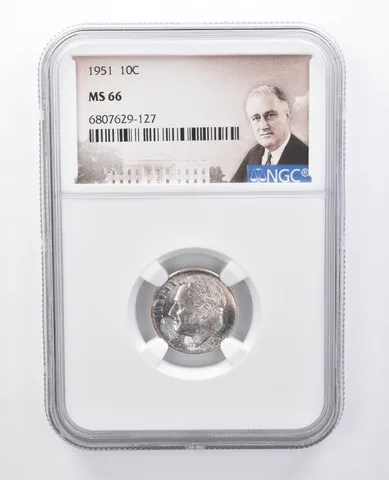1951 Roosevelt Dime MS66 NGC Beautiful Tone *7945