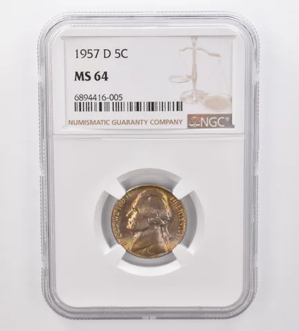 1957-D Jefferson Nickel MS64 NGC Beautiful Tone *9879