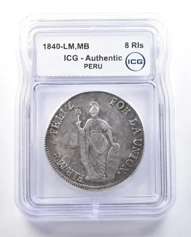 1840 LM MB Peru 8 Reales Authentic ICG *3926