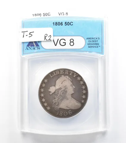 1806 Draped Bust Half Dollar VG8 ANACS T-5 R2 *2165