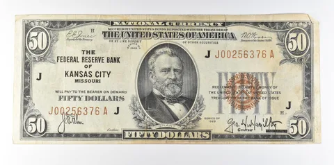 1929 $50 National Currency Kansas City MO Brown Seal a8066