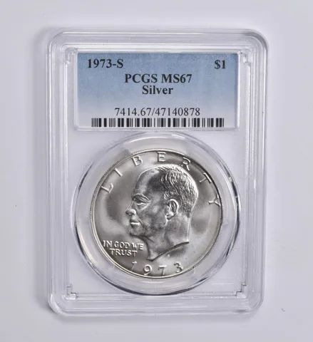 1973-S Eisenhower $1 Silver MS67 PCGS Blue Label