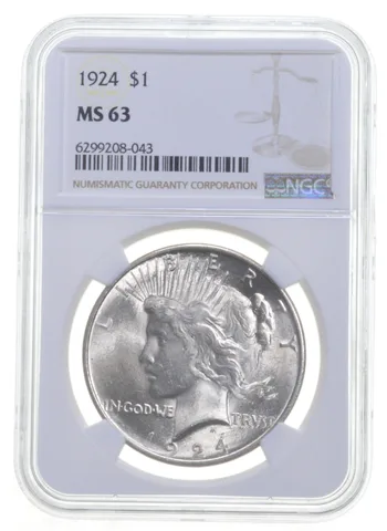 1924 Peace Silver Dollar MS63 NGC Brown Label