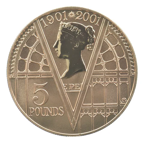 2001 Great Britain 5 Pound Gold Queen Victoria Death Centenary a9072