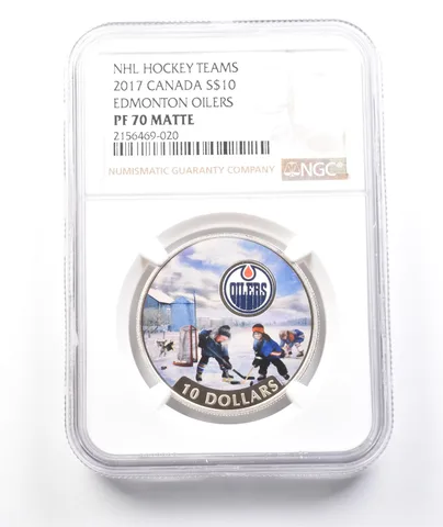 2017 Canada $10 Silver NHL Hockey Teams Edmonton Oilers PF70 Matte NGC a3809