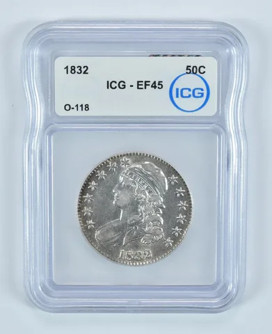 1832 Capped Bust Half Dollar O-118 EF45 ICG a9045
