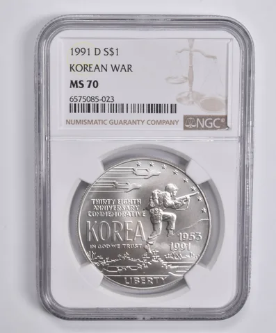 1991-D Korean War Memorial Commemorative Dollar MS70 NGC