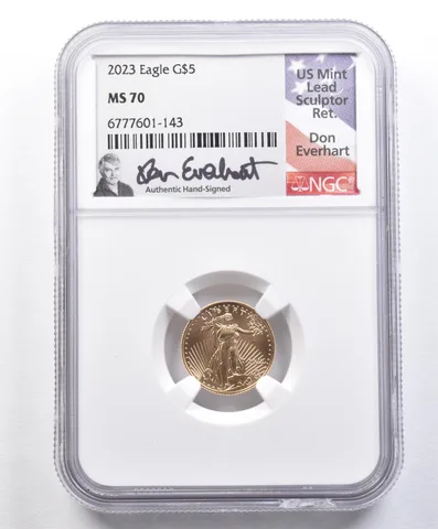 2023 $5 American Gold Eagle Don Everhart 1/10 Oz Gold MS70 NGC *1613