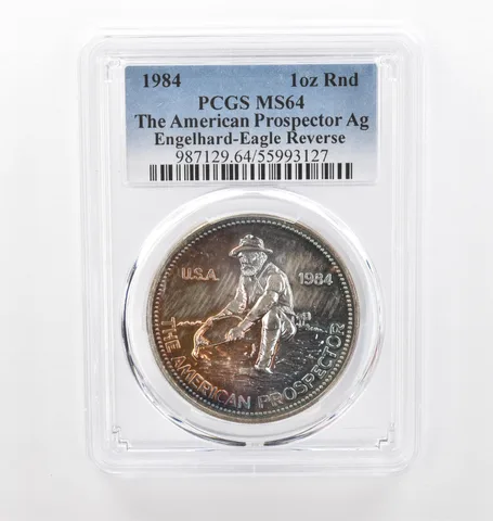 1984 Engelhard Prospector 1 Oz Silver Eagle Reverse MS64 PCGS Nice Tone *2184