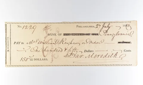 1815 Bank Of Pennsylvania Check $150 *8303