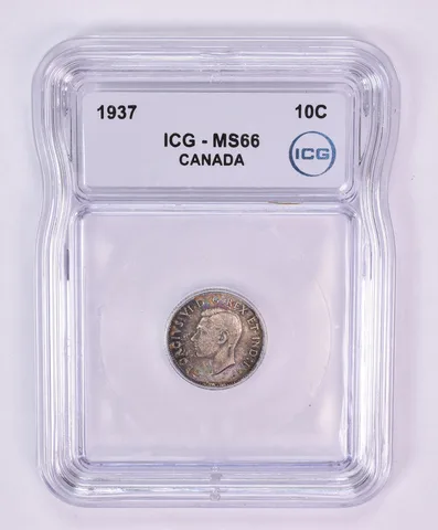 1937 Canada 10 Cents MS66 ICG Beautiful Tone *1189