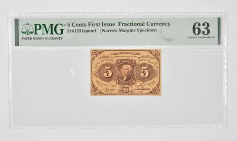 5 Cents 1st Issue US Fractional Postage PMG 63 Choice UNC Fr#1231 SPECIMEN *0917