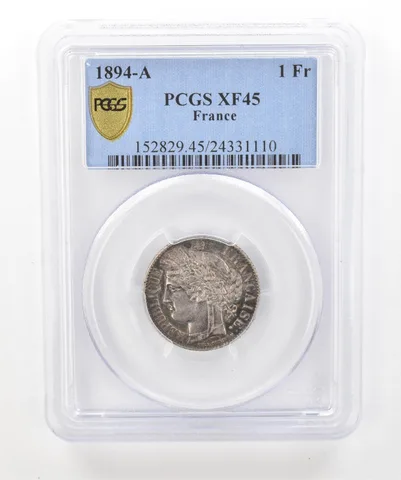 1894 A France 1 Franc XF45 PCGS Beautiful Tone *5207