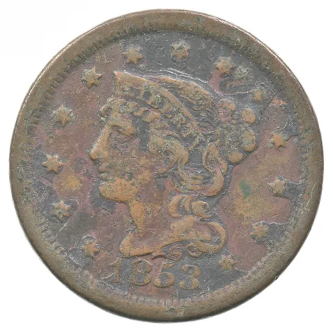 1853 Braided Hair Large Cent *6736