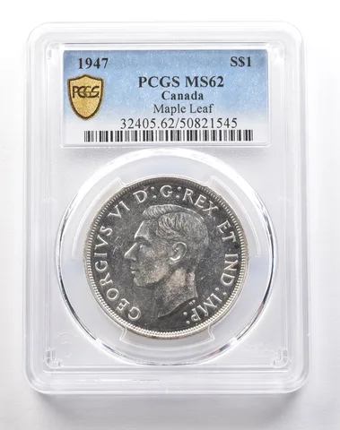 1947 Canada 1 Dollar Silver Maple Leaf MS62 PCGS a1829