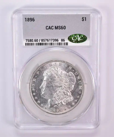 1896 Morgan Silver Dollar MS60 CAC CACg