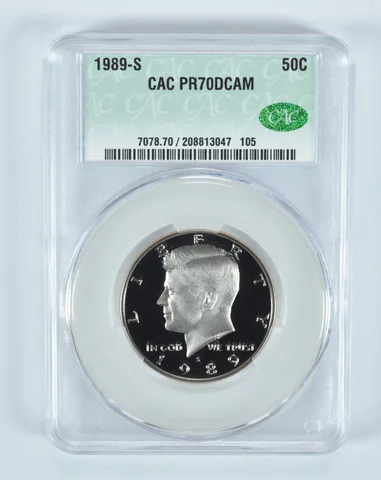 1989-S Kennedy Half Dollar PR70 DCAM CAC CACg
