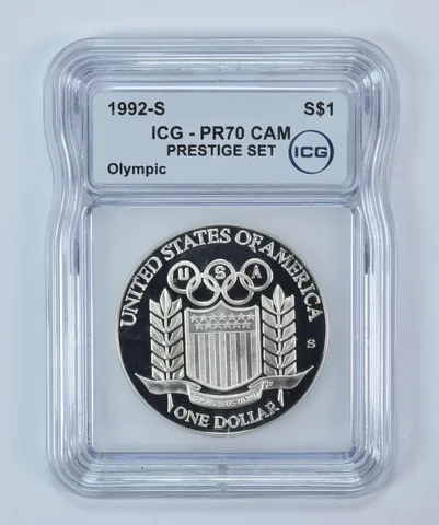 1992-S Olympic Baseball Commemorative Silver Dollar Prestige Set PR70 CAM ICG