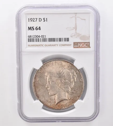 1927-D Peace Silver Dollar MS64 NGC Beautiful Tone a8569