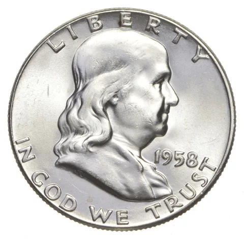 Choice Unc 1958-P Franklin Half Dollar Gem BU From Original Roll