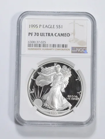 1995-P American Silver Eagle 1 Oz PF70 UCAM NGC Brown Label