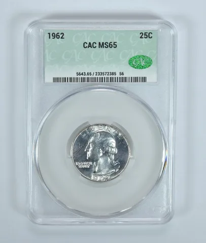 1962 Washington Quarter MS65 CAC CACg