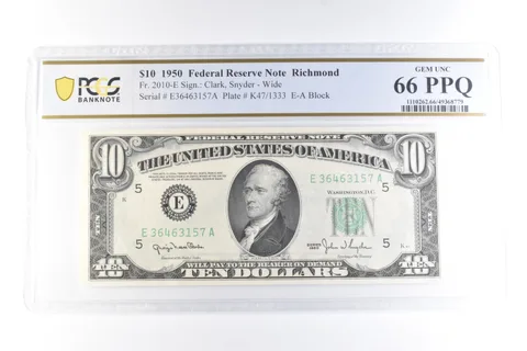 1950 $10 Richmond VA FRN Fr#2010-E Gem Unc 66 PPQ PCGS *6062