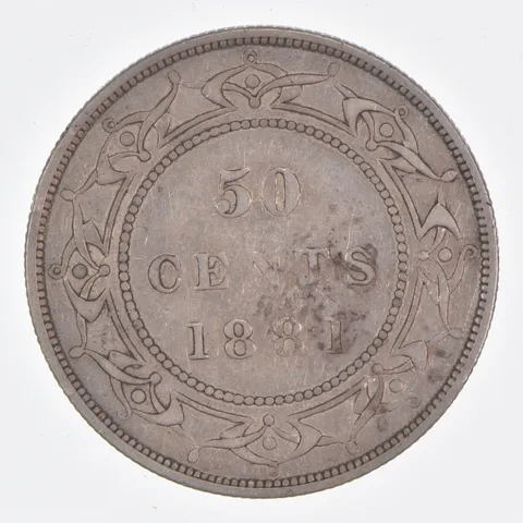 Better Date - 1881 Newfoundland 50 Cents World Coin- Silver *470