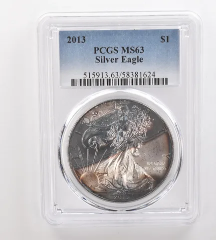 2013 American Silver Eagle MS63 PCGS Beautiful Tone *3337