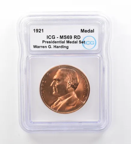 (1921) Presidential Medal Set Warren G Harding MS69 RD ICG Peripheral Tone a1988