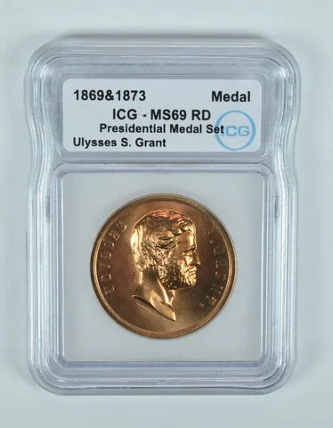 (1869 & 1873) Presidential Medal Set Ulysses S Grant MS69 RD ICG