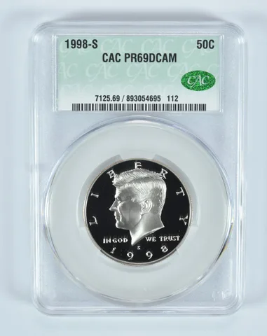 1998-S Kennedy Half Dollar PR69 DCAM CAC CACg