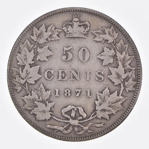Better Date - 1871 Canada 50 Cents World Coin- Silver *403