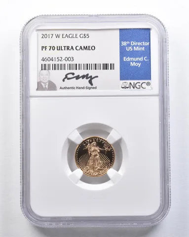 2017-W $5 American Gold Eagle Moy 1/10 Oz Gold PF70 UCAM NGC *2100
