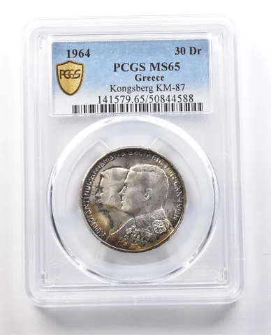 1964 Greece 30 Drachmai Kongsberg KM-87 MS65 PCGS *1310