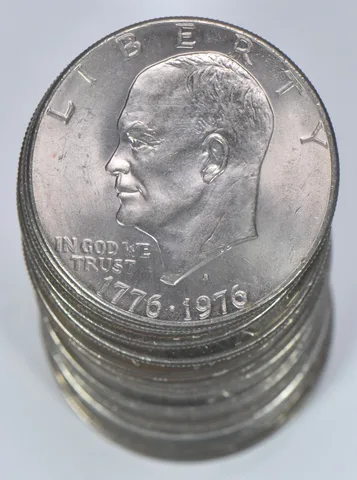 (20) 1776-1976-D AU/BU T2 Bicentennial Eisenhower Ike Dollar Roll Lot