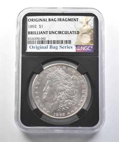 1892 Morgan Silver Dollar Original Bag Fragment BU NGC *2024
