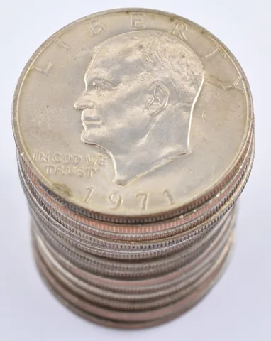 (20) 1971-P AU/BU/Unc Eisenhower Ike Dollar Clad Roll Lot