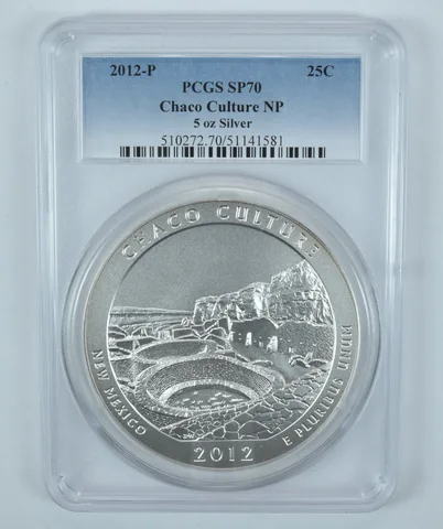 2012-P 5 Oz Silver Quarter ATB Chaco Culture SP70 PCGS Blue Label