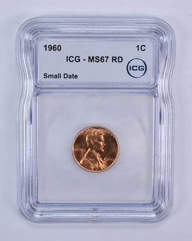 1960 Lincoln Memorial Cent Small Date MS67 RD ICG