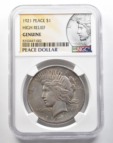 1921 Peace Silver Dollar High Relief Genuine NGC a3843