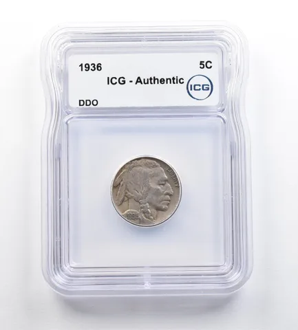 1936 Indian Head Buffalo Nickel DDO Authentic ICG *9194
