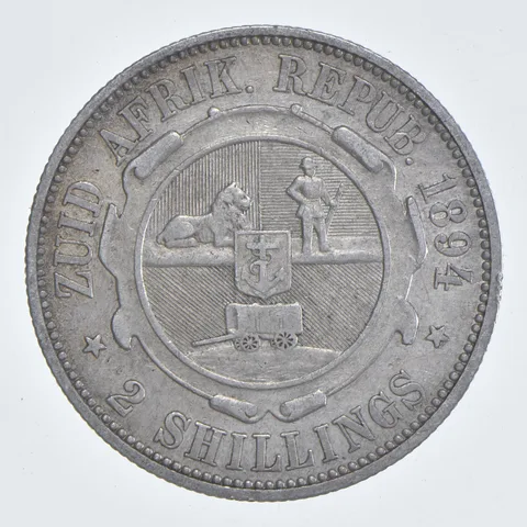 SILVER - WORLD Coin - 1894 South Africa 2 Shillings - World Silver Coin *783