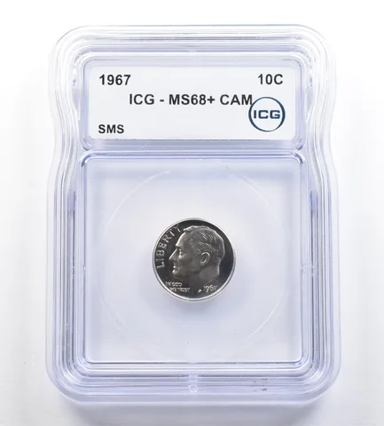 1967 Roosevelt Dime SMS MS68+ CAM ICG *7277