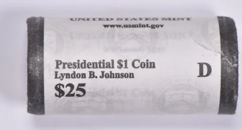 2015-D Lyndon Johnson Presidential $1 Coin Roll $25 Unc US Mint BU