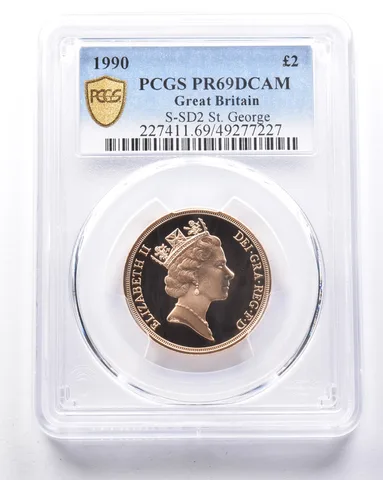 1990 Great Britain 2 Pounds Gold St George S-SD2 PR69 DCAM PCGS *0600