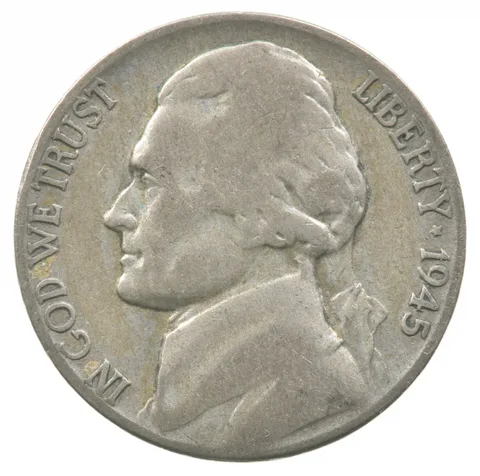 1945-P Jefferson Nickel Lamination Error a6155