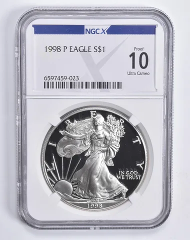 1998-P American Silver Eagle Proof 10 NGC X